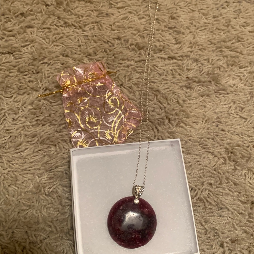 Purple Pendant Necklace with Chain from Iceland